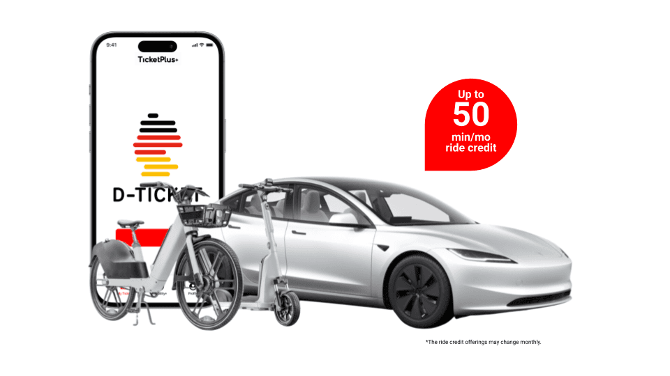 D-Ticket App Screen Pause Bike Scooter Car 50min ride credit Guthaben TicketPlus+ short